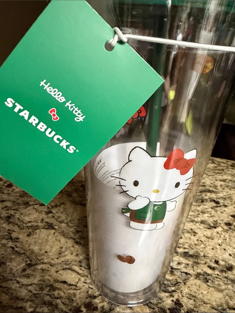 Starbucks Green Lid Hello Kitty Clear Tumbler with Straw